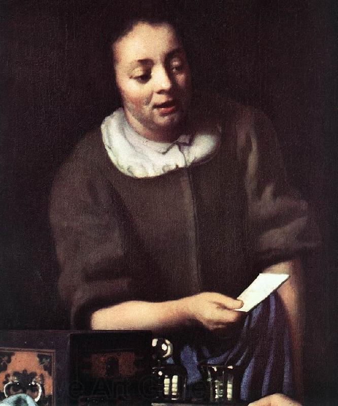 VERMEER VAN DELFT, Jan Lady with Her Maidservant Holding a Letter (detail)er